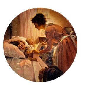 Norman Rockwell Mother Tucking Children Into Bed Knowles Plate 5610A COA 8.5"